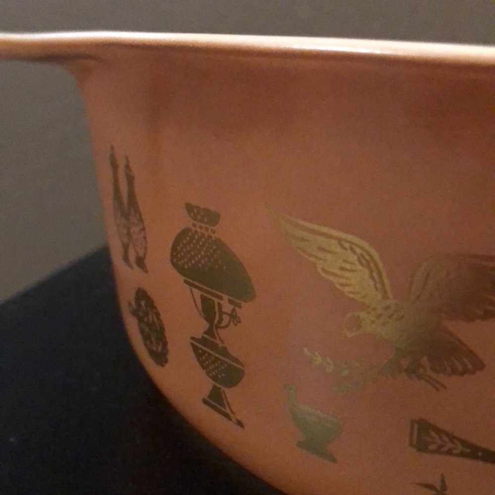1960’s Vintage Pyrex-Americana Print in Brown/Gold-2.5 Quart Oval-No Lid - Picture 16 of 17